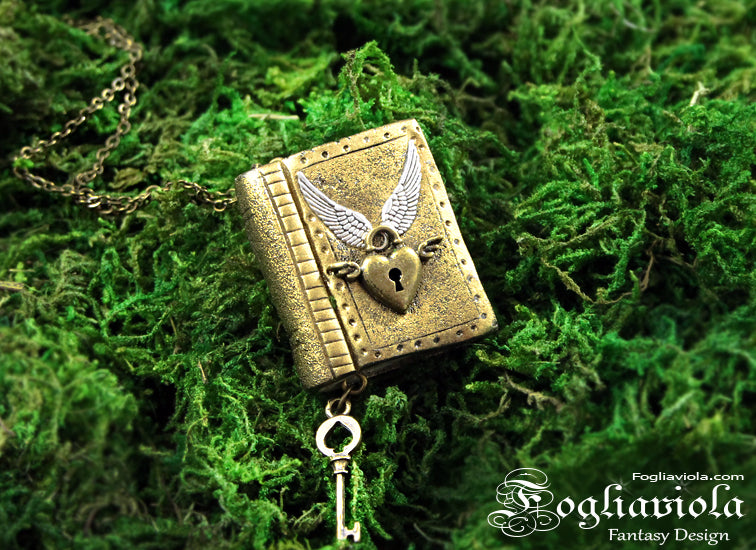Tiny Book Necklace: Golden Light