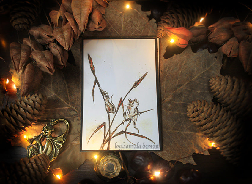 cartolina con topolino di campagna