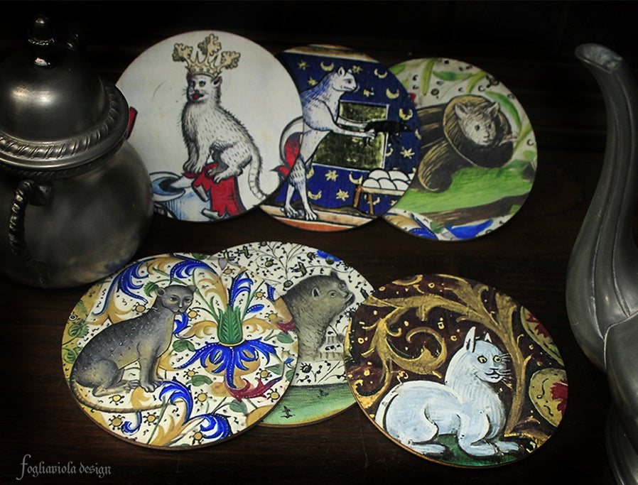 Sottobicchieri Gatti Medievali, idea regalo