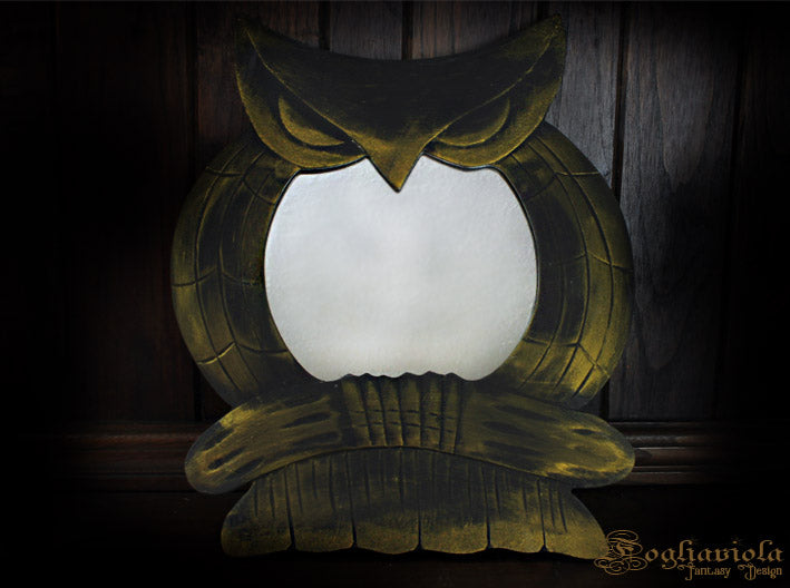 specchio gufo nero, decorazione gotica da parete