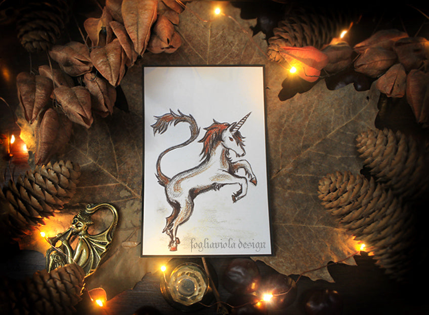 cartolina fantasy con unicorno