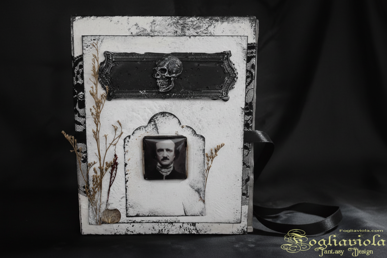 Diario gotico Edgar Allan Poe con dettagli decorativi