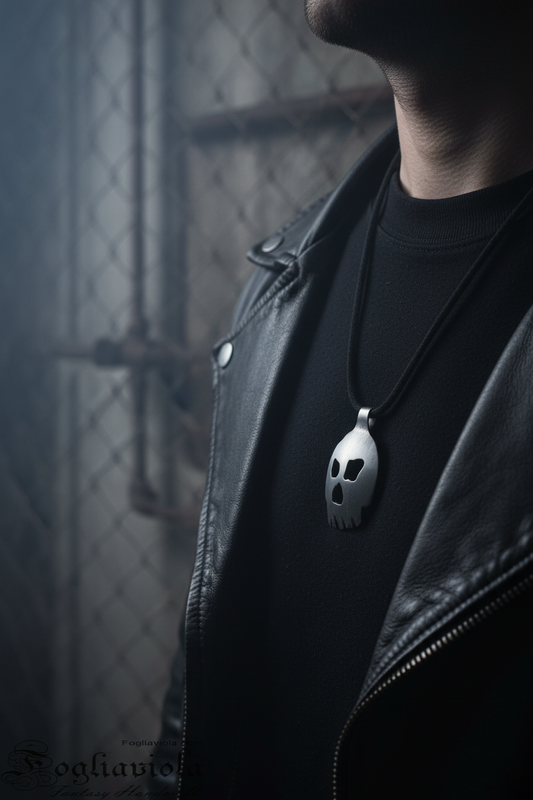 Collana  Dark Industriale con scheletro fatto a mano in ferro