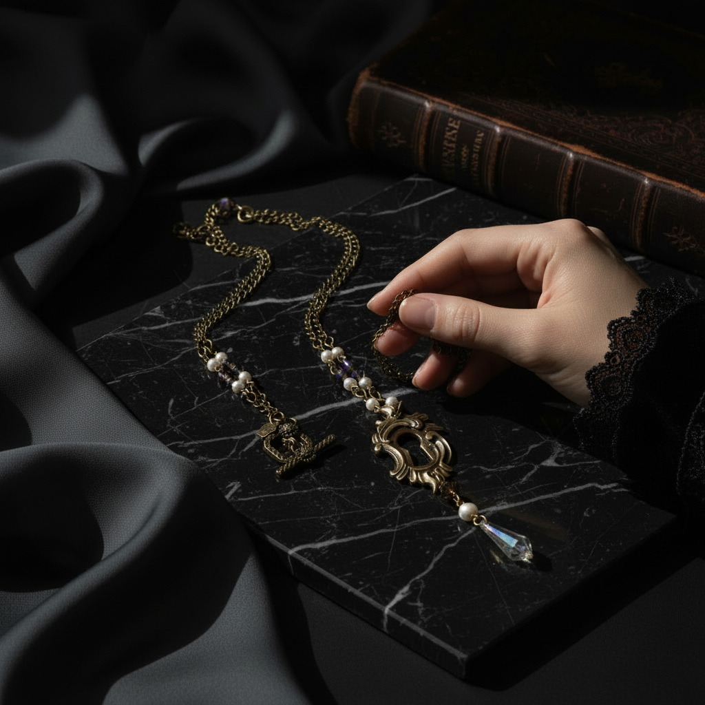 collana gotica con chiave vintage vittoriana pezzo unico
