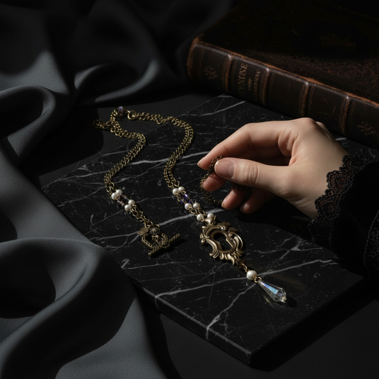 collana gotica con chiave vintage vittoriana pezzo unico