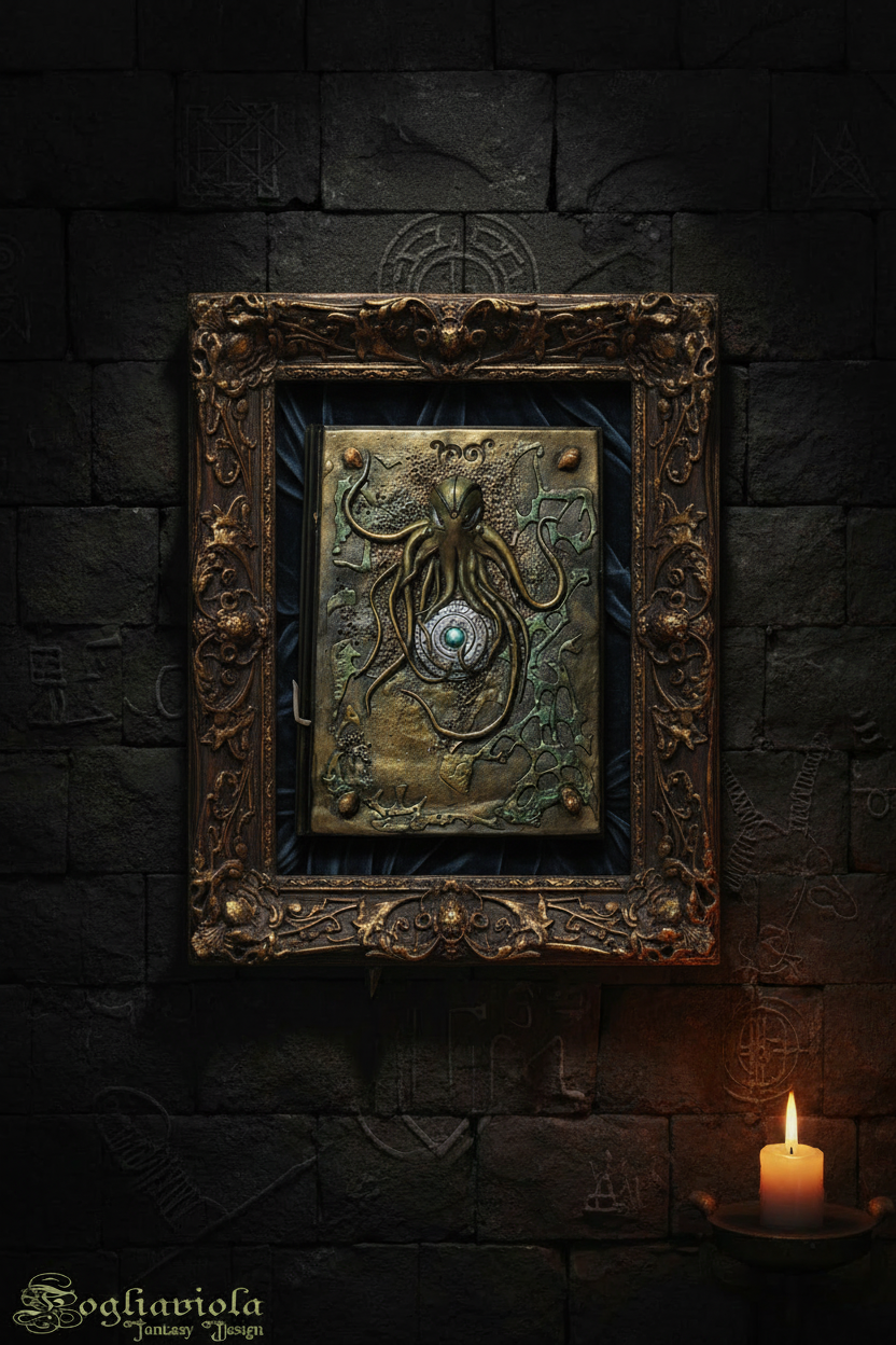 Cthulhu Fantasy Original Art — Scultura in Cornice - concetto originale Fogliaviola Design