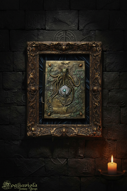 Cthulhu Fantasy Original Art — Scultura in Cornice - concetto originale Fogliaviola Design
