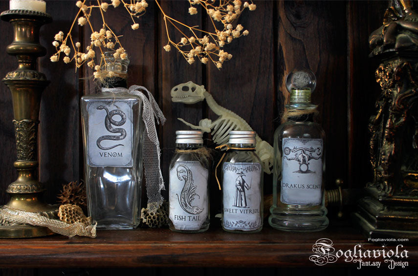 etichette strega halloween witch bottle tags