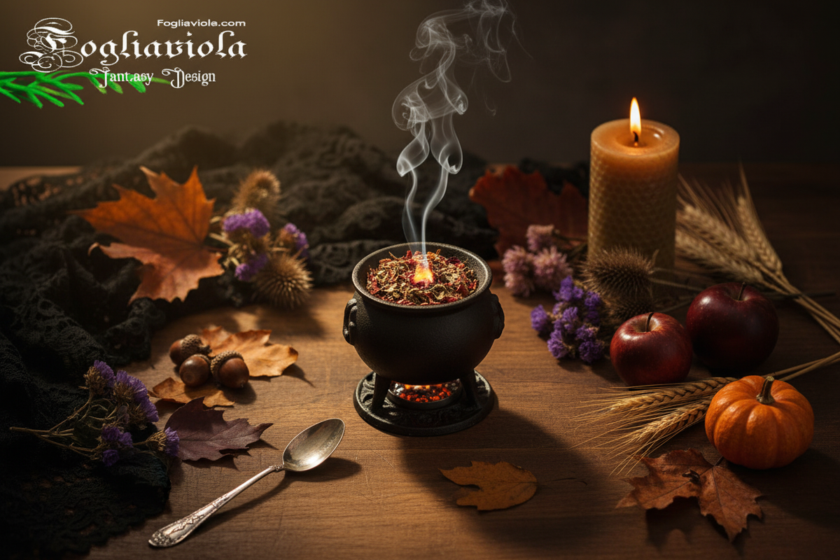Incenso di Mabon Fogliaviola: miscela rituale sfusa - toni ambrati d'autunno