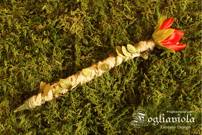 Penna Fiore di Fata con fiore rosso in raso 