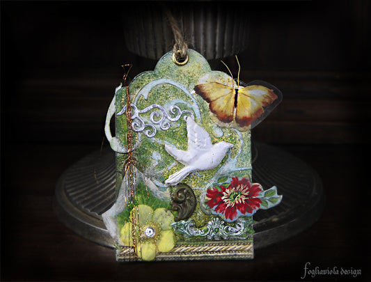 ephemera altered scrapbooking spring tag