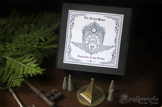 Kit Rituals Incensi per la Ruota dell'Anno - box nera gotica con polveri aromatiche biologiche per Sabbat Wicca, Fogliaviola